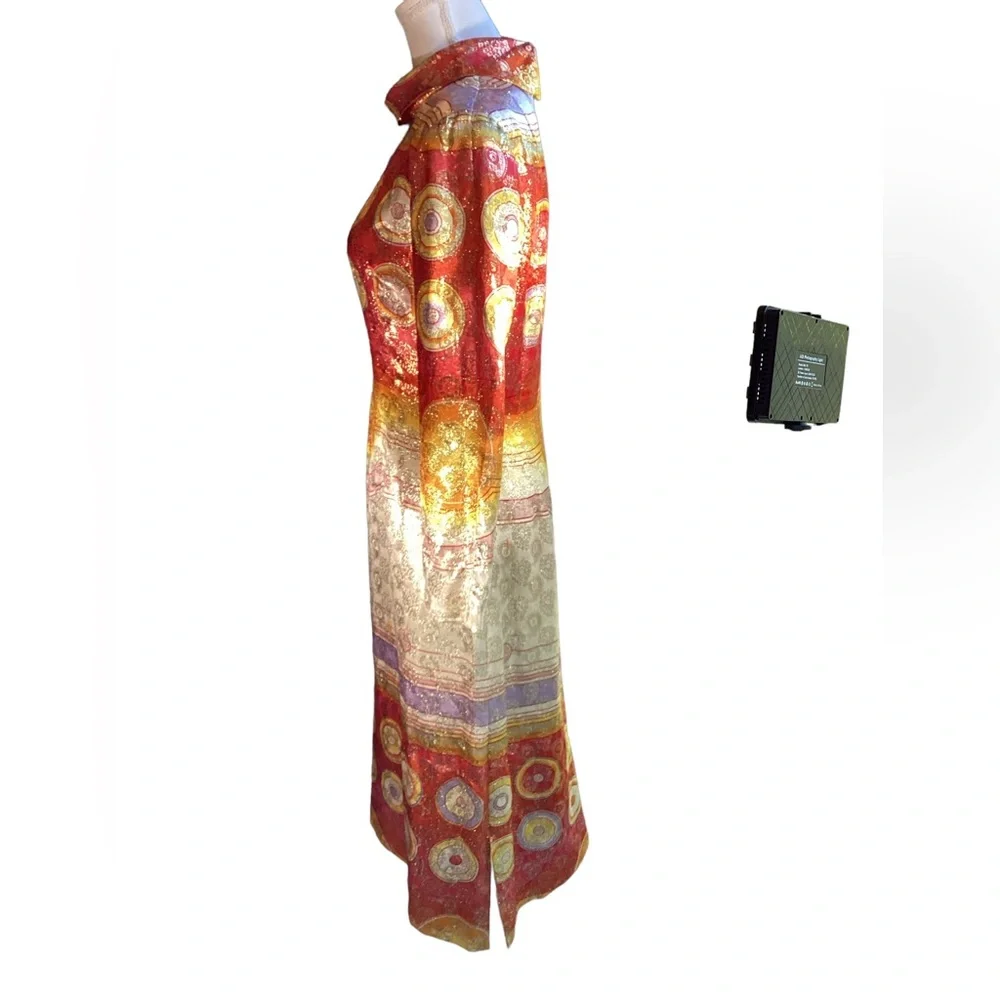 Vintage 1960s Elinor Simmons for Malcolm Starr Metallic Long Sleeve Dres… - Picture 7 of 16
